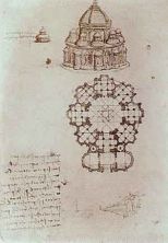 Haga click para ver la imagen ampliada alzado y planta de una iglesia de planta central hacia 1488.jpg